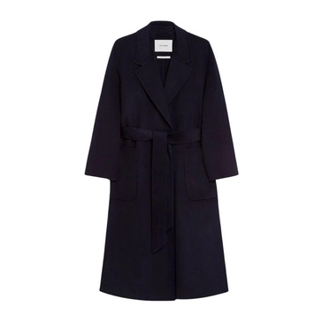 Midi Wool Coat with Belt and Pockets