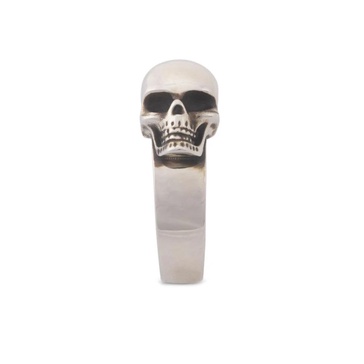Edgy Side Skull Silver Ring