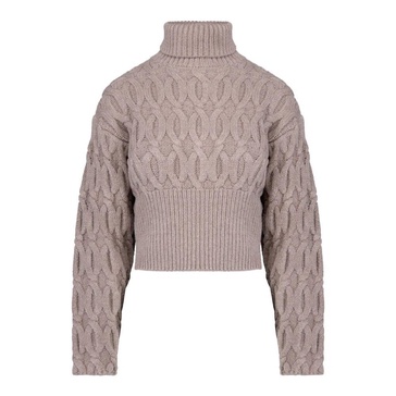 Maxi-neck Cable-Knit Wool Turtleneck