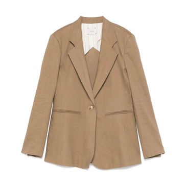 Brown Button-Up Jacket with Notched Lapels