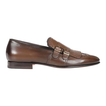 Dark Brown Double Monks Strap Shoes