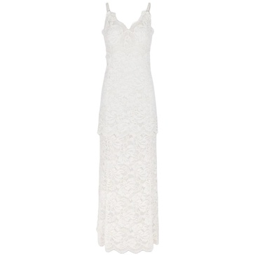 Ivory White V-Neck Long Dress