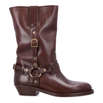 Brown Closed Heiko Boots with Unique Strap Details