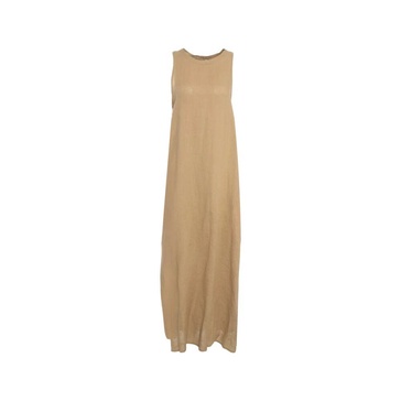 Beige Linen Maxi Dress with Pockets