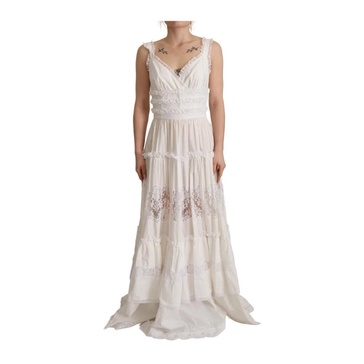 White Cotton Tiered Maxi Dress