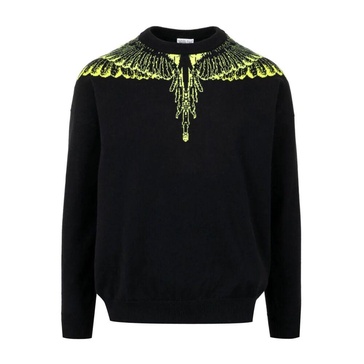 Black Wing Print Sweaters