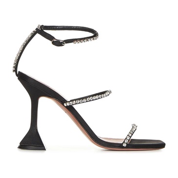Black Silk Crystal Sandals