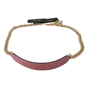 Pink Leather Gold Chain Acry Shoulder Strap