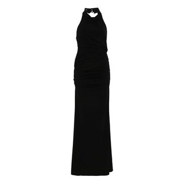 Black Ruched Maxi Dress