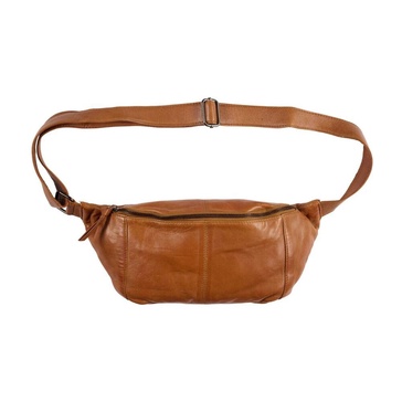 Stylish Leather Bumbag Cognac Gunmetal