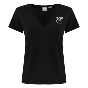 Black Cotton T-shirt with V-neck
