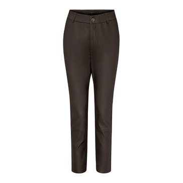 Luxurious Ankle Leather Leggings Dark Grey