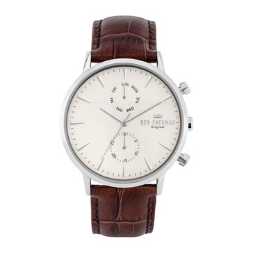 Stainless Steel Leather Strap Watch
