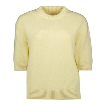 Short Sleeve Yellow Cashmere Sweater
