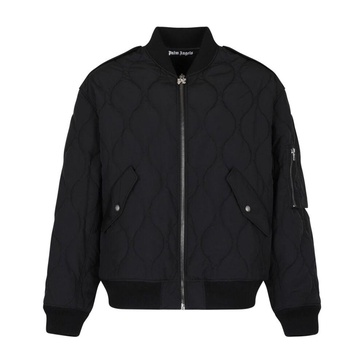 Quilted Bomber Jacket with Applique Logo