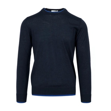 Blue Wool Sweater, Crew Neck, Long Sleeves