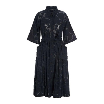 Floral Fil Coupé Dress Black