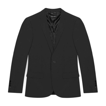 Black Button-Front Lapel Blazer