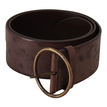 Elegant Dark Brown Leather Belt with Logo Buckle