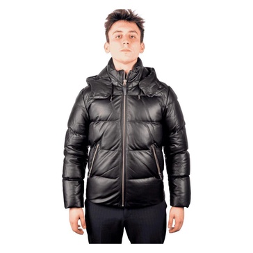 Noir Leather Padded Jacket