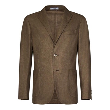 Brown Wool Blend Single-Breasted Blazer