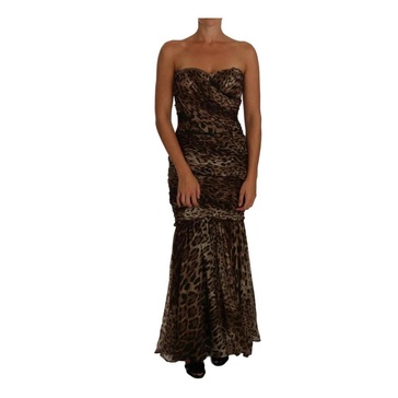 Leopard Print Silk Chiffon Maxi Dress