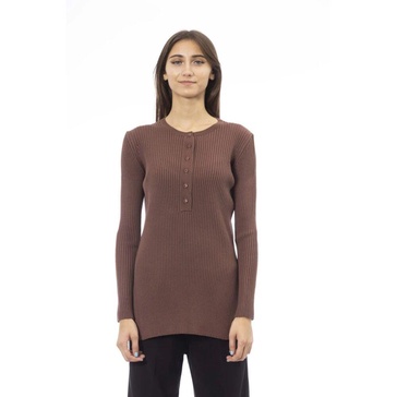 Round Neck Sweater with Side Slits