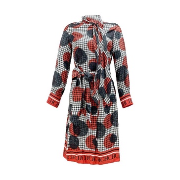 Polka Dot Houndstooth Midi Dress