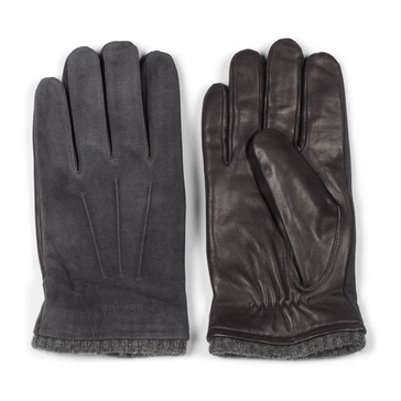 Grey Leather Gloves Classic Style