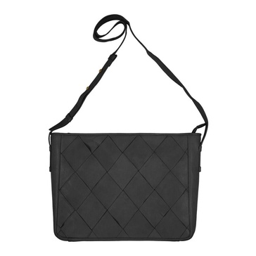 Woven Boxy Bag with Gold Accents