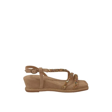 Beige Casual Suede Womens Sandals