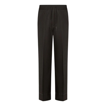 Brown Wool Trousers with Elasticated Waist