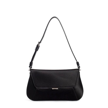 Satin Black Mini Bag with Silver Hardware