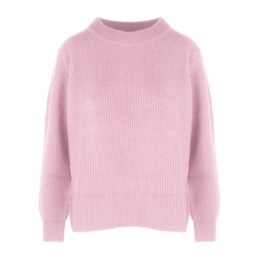 Cashmere Crew-Neck Sweater with Ribbed Embroidery