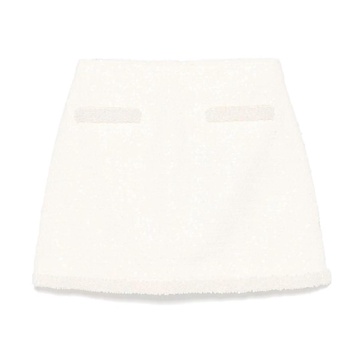 Ivory Bouclé Sequin Mini Skirt