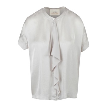 Satin Blouse with Ruffles