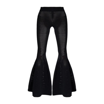 Flared openwork trousers