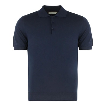 Ribbed Knit Cotton Polo Shirt