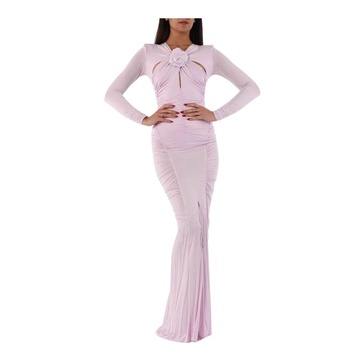 Long Jersey Cupro Dress with Cut-Out
