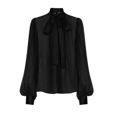 Black Silk Crepe Halterneck Bishop Sleeves