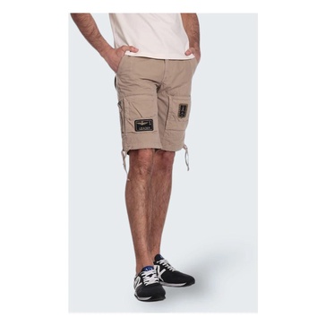 Iconic Beige Shorts with Tricolori Patches