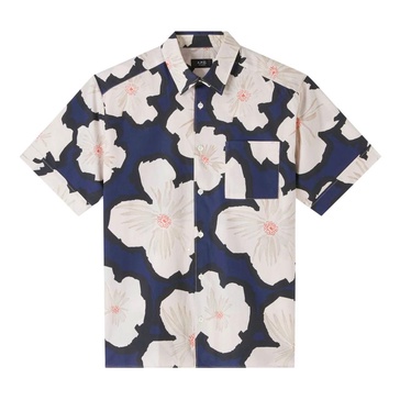 Floral Print Blue Shirt 100% Cotton