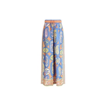 Silk Wide Leg Pants with Pailey Print