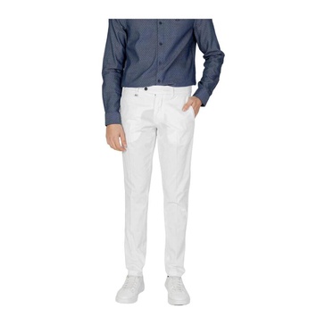 White Cotton Slim Fit Casual Trousers