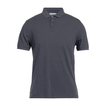 Gray Cotton Polo Shirt Short Sleeved