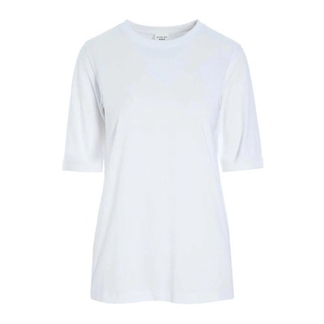 White Cotton T-Shirt with Elbow Sleeves