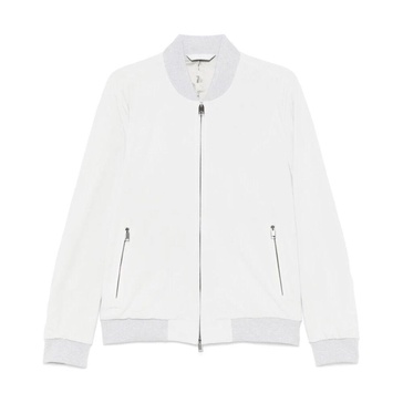 Light Grey Bomber Jacket with Ribbed Hem