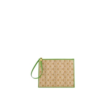 Green Raffia Shopping Pouch