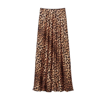 Spotted Animal Print Midi Skirt