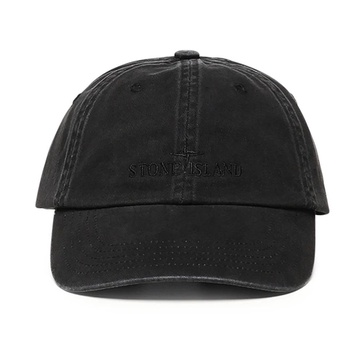 Black Cotton Gabardine Embroidered Hat